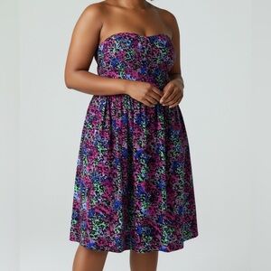 Torrid colorful leopard strapless dress